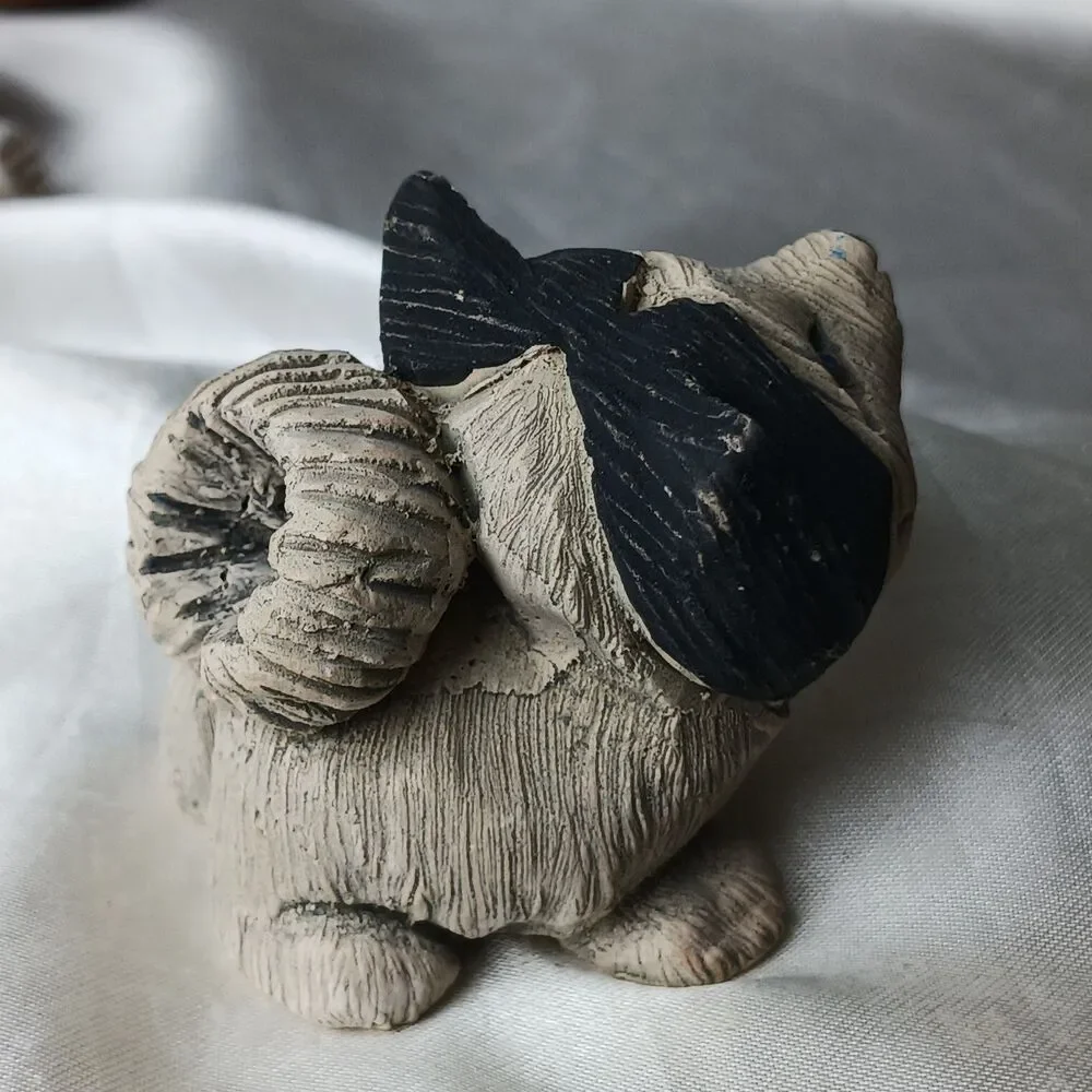 Vintage Artesania Rinconada Art Pottery Hand Crafted Clay Figurine-HUSKY